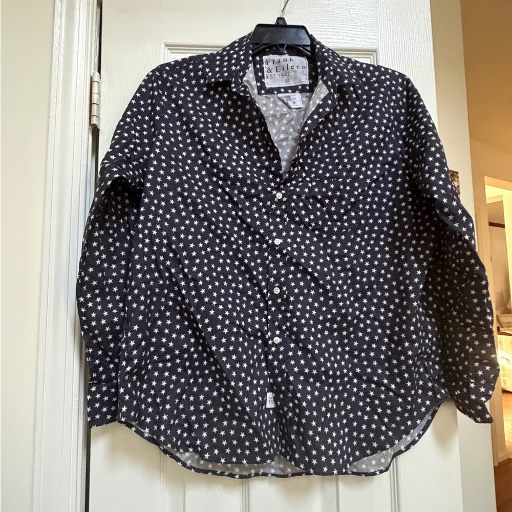 New Frank & Eileen Blue Star Pattern Button-Up Shirt Eileen Style M Medium